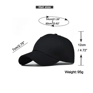 Size chart showing circumference 54-60cm and dimensions for cotton ponytail baseball cap