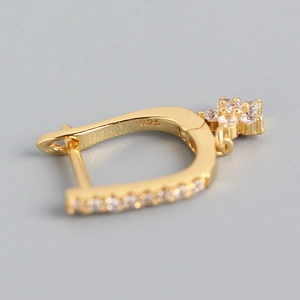 Elegant 925 sterling silver U-shaped hoop earrings with sparkling zircon gemstones