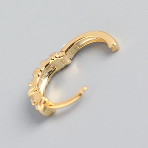 Luxurious S925 sterling silver gold-plated huggie earrings with sparkling zircons