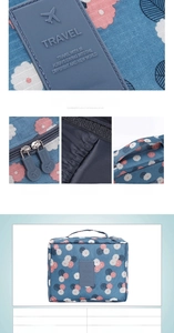 Waterproof floral oxford travel bag with multi-compartment storage and dual zippers