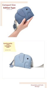 Detailed macro view of a blue elephant leather coin purse with a premium gold zipper detail