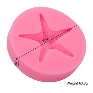 Moule en silicone étoile de mer pour décoration de gâteau, mesurant 7x1.5cm et 63.8g