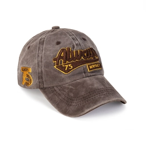 Washed cotton street style baseball cap featuring vintage NY embroidery on dark gray fabric