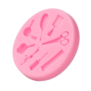 Rosa Silikonform mit Schere und Kamm Werkzeugen für DIY Fondant Kuchen Backen