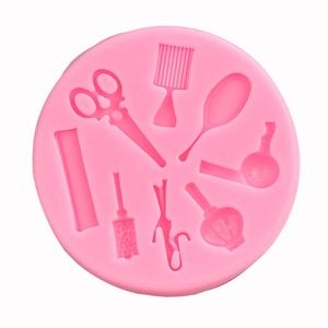 Haarsalon Werkzeuge Silikonform Schere Kamm Haartrockner Geformt Für Fondant Schokolade Backen DIY Handwerk Tortendekoration