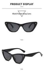 Vues de face et de profil de lunettes de soleil vintage œil-de-chat à monture noire