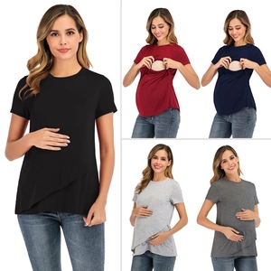 Umstands T-Shirt Kurzarm Rundhals Einfarbig Stilloberteil Weiche Lässige Kleidung Für Schwangere Frauen