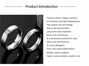 Detailed view of smooth titanium steel couple rings with durable silver finish