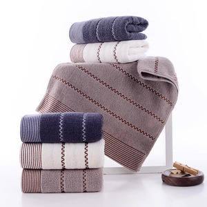 Thick cotton towels with water-wave pattern in white, grey and brown colors