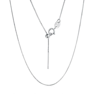 Adjustable S925 sterling silver box chain necklace with slide ball and spring clasp