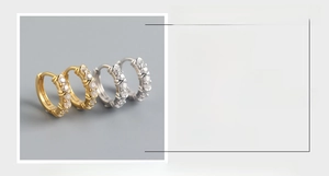 Detailed dimensions of S925 sterling silver knotted hoop earrings with zircons