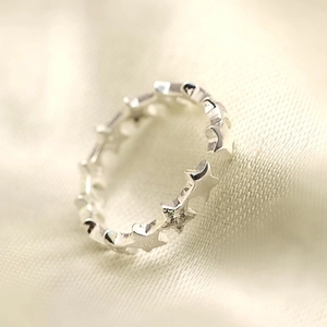 Minimalist S925 silver open star ring with sparkling zircon in a polished finish