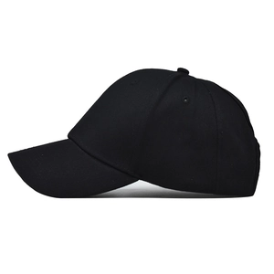 Classic plain black cotton ponytail baseball cap with an open back and six-panel design