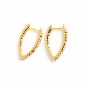 Elegant gold S925 sterling silver V-shaped hoop earrings with sparkling zircon crystals