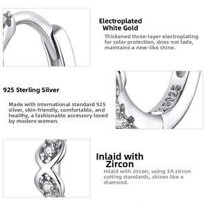 Detailed macro view of S925 sterling silver earring with 3A zircon and platinum plating