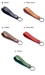 Genuine leather keychains in black, bean sand, coffee, rose red and green colors