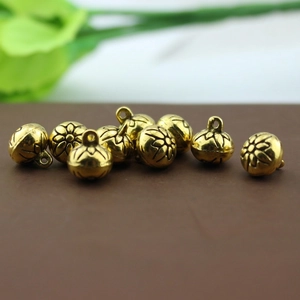 Antique gold flower bell pendants for vintage jewelry making and DIY handicraft accessories