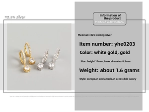 Détails des boucles d'oreilles en argent S925 avec dimensions de 17 mm et 8,5 mm