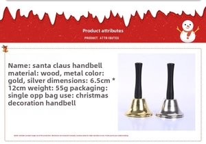 Détails techniques des clochettes de Noël en or et argent avec manche en bois noir