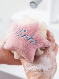 Star Shaped Bath Ball PE Mesh Shower Sponge With Plush Decoration And Hanging Rope For Body Cleaning Exfoliating