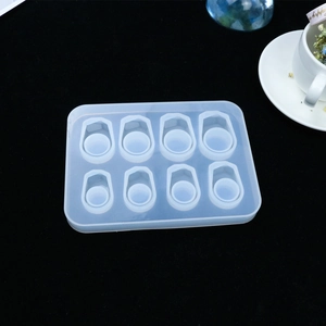 Detail of 8-cavity round silicone mold for DIY resin crafts and jewelry making projects