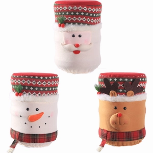Christmas water dispenser cover set featuring Santa Claus, Snowman and Reindeer cartoon designs