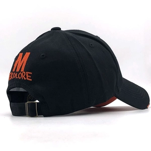 Casquette de baseball en coton noir avec broderie orange M EXPLORE et boucle réglable