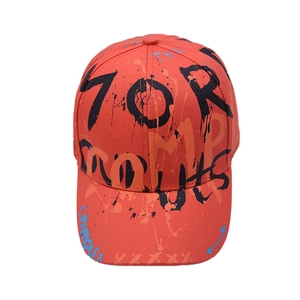 Kids red graffiti baseball cap with street art patterns and colorful letter printing