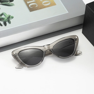 Lunettes de soleil œil-de-chat monture taupe, verres gris et flèche argentée