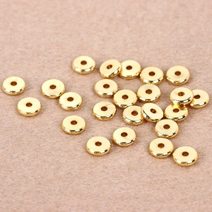 Flat golden spacer beads for jewelry making, brass discs for beaded bracelets DIY
