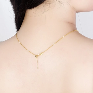Adjustable S925 sterling silver slider necklace with needle end for threading beads