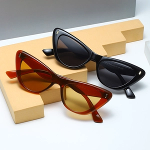 Lunettes De Soleil Oeil De Chat Rétro Femmes Hommes Vintage Protection UV400 Monture PC Tendance Rivet Métallique