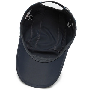 Navy blue quick-dry baseball cap with laser-cut ventilation holes and adjustable strap