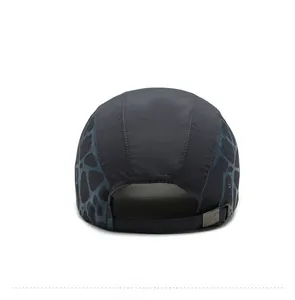 Rear view of quick-drying baseball cap showing laser-cut vents and adjustable metal buckle