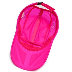 Quick-dry breathable sports baseball cap in rose pink with mesh side vents and adjustable strap