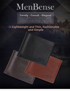 Close-up of stacked bifold wallets in black, coffee, and brown with litchi texture