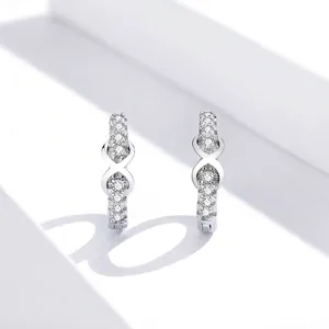 Classic 925 sterling silver infinity hoop earrings set with sparkling cubic zirconia stones