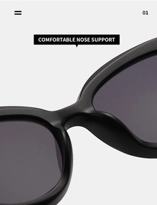 Detail shot of the integrated comfortable nose pads on black high-quality sunglasses