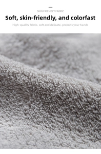 Macro shot of ultra-soft, absorbent light grey coral fleece fabric for hand towels