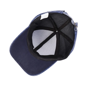 Dark blue PU leather baseball cap with crocodile pattern and adjustable metal buckle