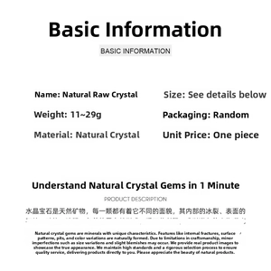 Detailed specifications for natural raw crystal stones weighing between 11g to 29g each