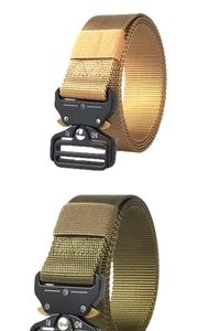 Zinc alloy tactical belt buckle detail showing 12kN and 24kN load-bearing markings