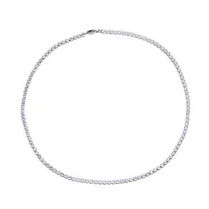 Silver hiphop tennis necklace with sparkling cubic zirconia crystals for men and women