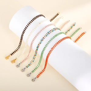 Colorful Beaded Bracelet Stainless Steel Chain Glass Resin Beads Women Bohemian Sweet Jewelry