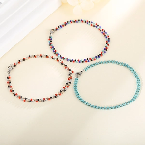 Bohemian handmade titanium steel bracelet featuring colorful beads and silver lobster clasp