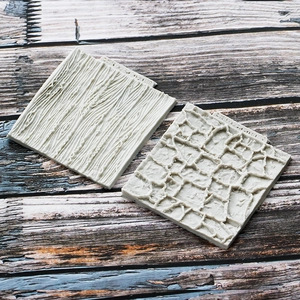 Silicone fondant mold set with realistic wood grain and cracked stone brick texture
