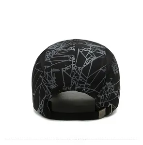 Detailed back view of a black quick-dry baseball cap featuring an adjustable metal buckle