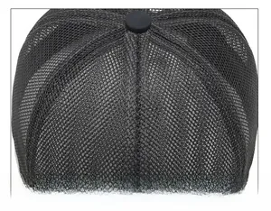 Macro view showing the reinforced top button and mesh fabric stitching on the baseball cap