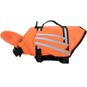 Gilet de sauvetage pour chien orange avec ailes d'ange, bandes réfléchissantes et poignée