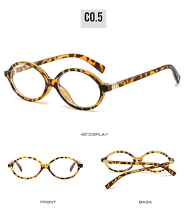 Detailed views of oval tortoiseshell leopard print sunglasses frame in C0.5 finish